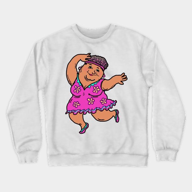 Active senior woman disco dancing illustration Crewneck Sweatshirt by Nalidsa